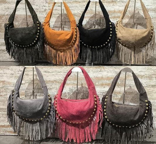 Media luna piel tachuelas