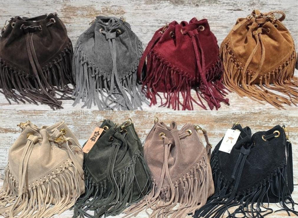 Bolso piel flecos