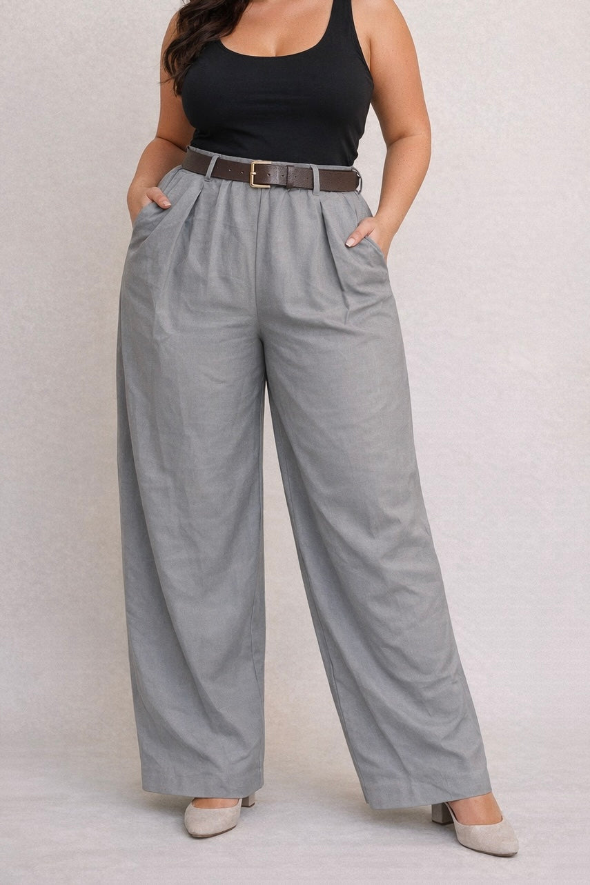 Pantalón de traje con cinturón