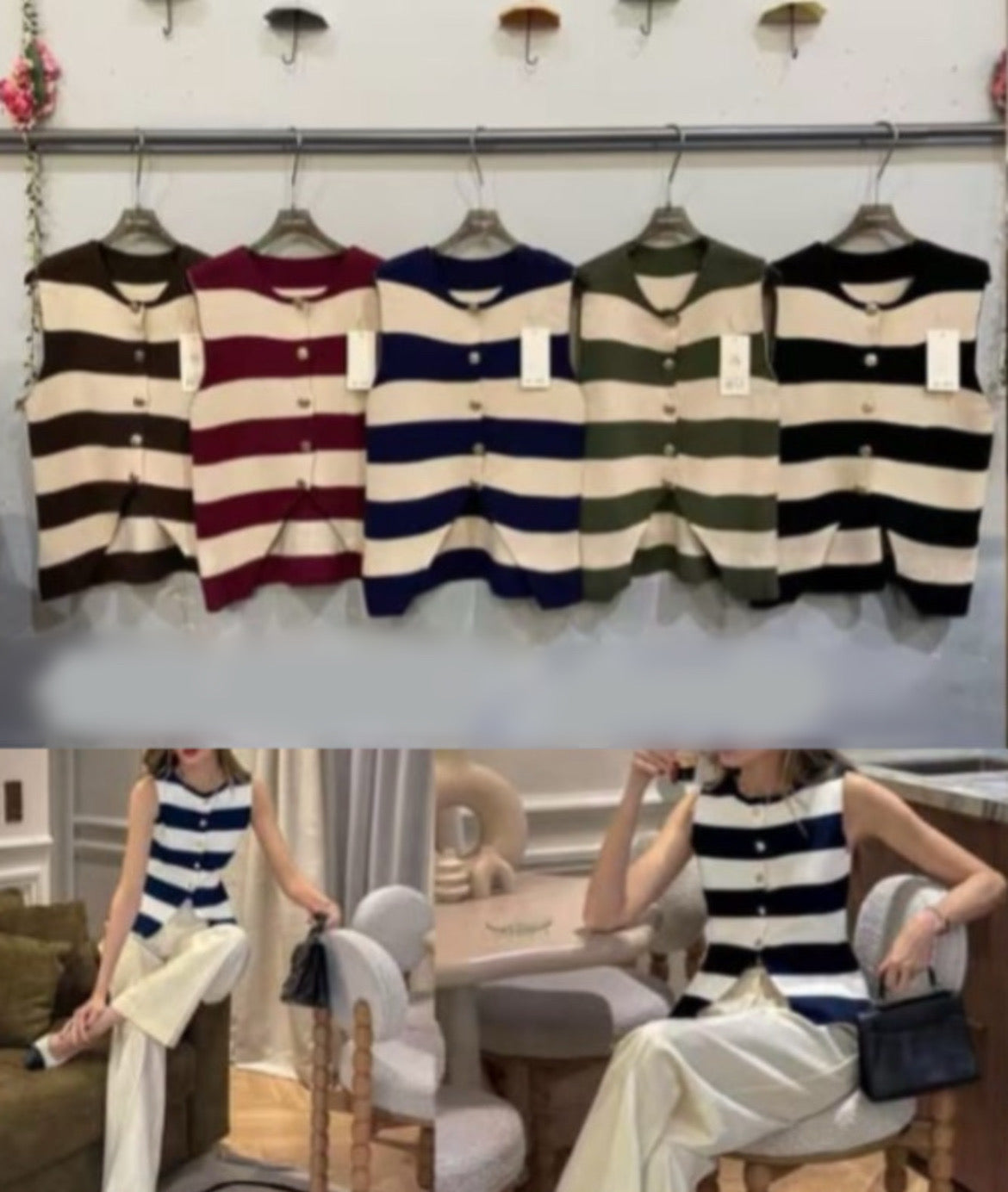 Chaleco de punto rayas