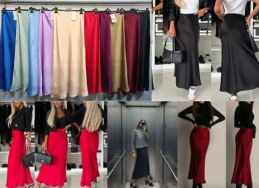 Falda satinada larga