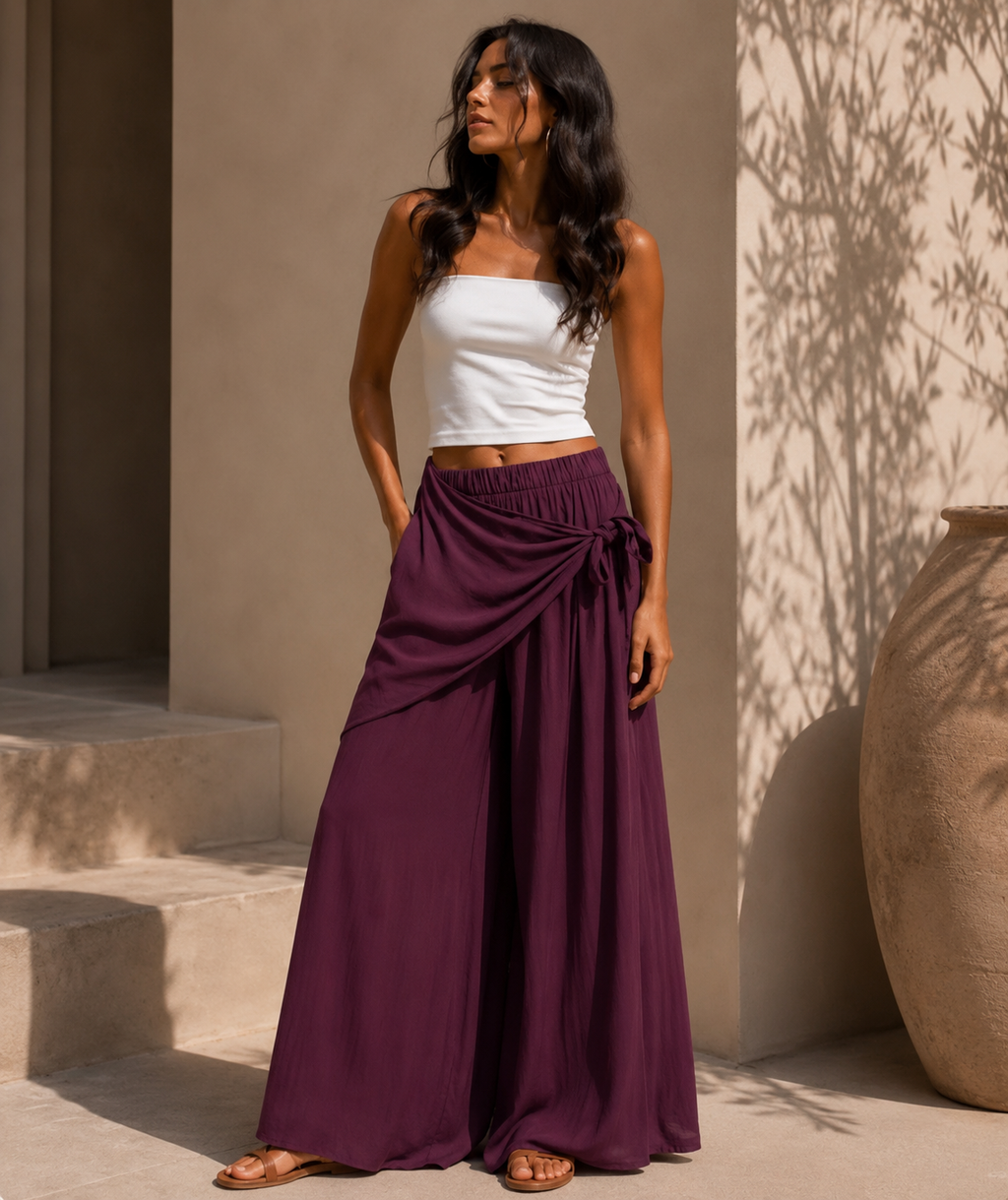 Pantalón lino con pañuelo